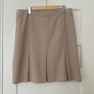 Akris Punto beige wool box pleated skirt